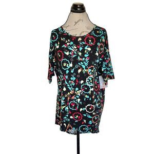 Lularoe Womens Blouse Top Size XS Irma Multicolor Short Sleeve Tunic High Low
